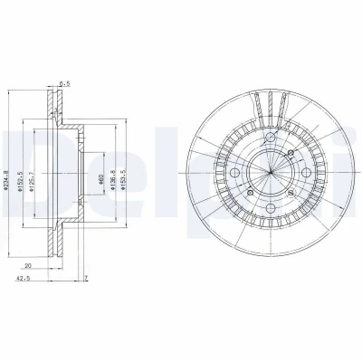 Immagine di DELPHI BG3160 Disco freno 235 20 4 ventilato Oleato non trattato senza cuscinetto ruota, anello sensore ABS SUZUKI: SWIFT 2