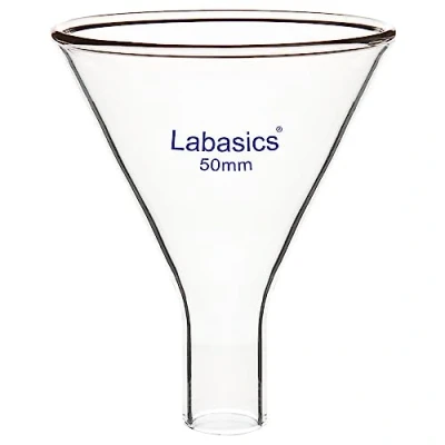 Immagine di Labasics Imbuto per Polveri in Vetro, a Stelo Corto Vetro Borosilicato Parete Pesante con Diametro Superiore di 50 mm e Dello 26