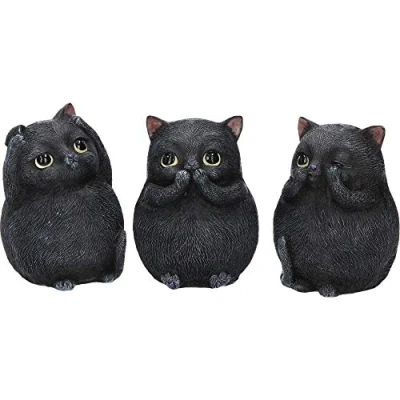 Immagine di Nemesis Now Three Wise Fat Cats Statuetta in resina, 8,5 cm, colore: nero