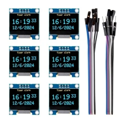 Immagine di ELEGOO 6x Schermo OLED da 0,96 Pollici, Modulo di Visualizzazione con Cavo DuPont, Schermi Compatti e Autoilluminati Compatibili Arduino Raspberry