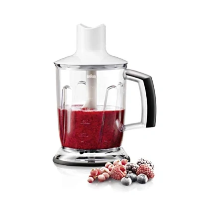 Immagine di Braun MQ40 Accessorio Frullatore e Tritaghiaccio con Base Antiscivolo Lame in Acciaio Inox per Minipimer MQ3, MQ700, MQ5 Sistema EasyClick, 1,25 l, Nero