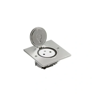 Immagine di Legrand 089760 Presa da pavimento semplice con piastra quadrata, 2P+T, 16A, 250V, in acciaio inox