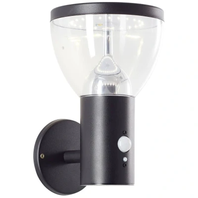 Immagine di Brilliant Tulip G40410/06 Lampada solare da parete per esterno con rilevatore di movimento 3 W Bianco caldo Nero