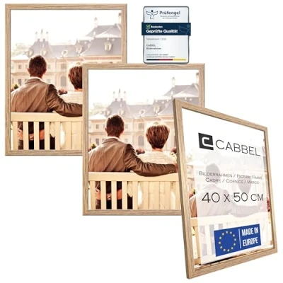 Immagine di CABBEL confezione da tre (3 pezzi) cornici 40x50 cm in legno MDF Rovere con plexiglass infrangibile/Moderno