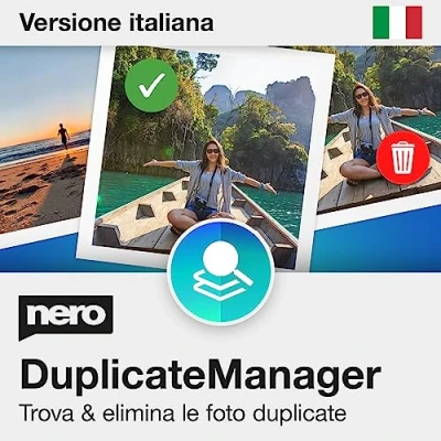 Immagine di Nero DuplicateManager Photo Trova i duplicati Pulisce, ordina l&#039;archivio fotografico Recupera spazio di archiviazione Più formati foto Licenza illimitata 1 PC Windows 11 / 10 8 7