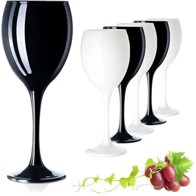 Immagine di PLATINUX Bicchieri da vino in vetro nero e bianco, set 6 pezzi, 130 ml (max. 320 ml)
