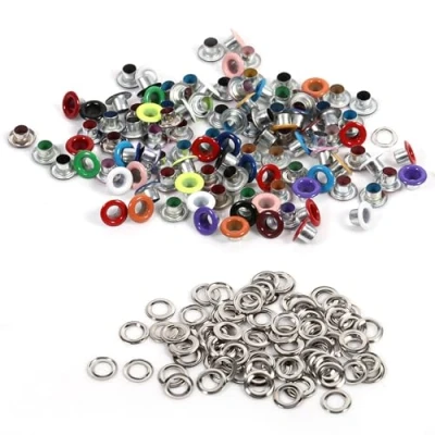 Immagine di HEEPDD Kit passacavi 100 Pezzi, Occhielli in Metallo colorato Alluminio da 4 mm per Scarpe, Vestiti, Borsa, Artigianato, Progetto Fai Te (Mixed Color)