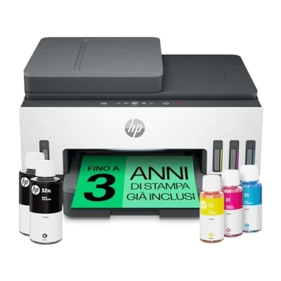 Immagine di HP Smart Tank 7605 28C02A, Stampante Multifunzione a Colori, Serbatoio d&#039;Inchiostro ad Alto Volume di Stampa, Fino 12000 Pagine (Nero) e 8000 (Colore), F/R Automatica, Wi Fi, Grigia