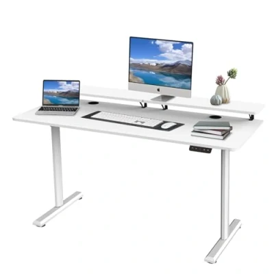Immagine di Ordeluxe 140x60cm Scrivania Elettrica Regolabile, Regolabile in Altezza, Gaming, Altezza Standing Desk, con Supporto Monitor Rimovibile