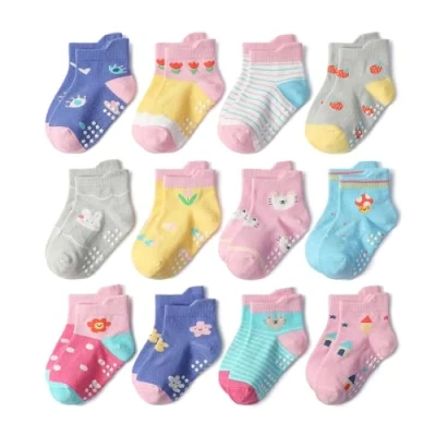 Immagine di Yafane 12 paia Calze Bambino Antiscivolo in Cotone da 0 a 7 Anni Calzini per Neonato Unisex Bambina e Ragazzi (IT, Età, 3 anni, 5 Multicolor 13)