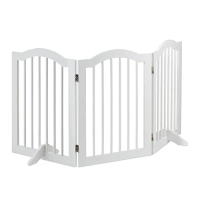 Immagine di Relaxdays Cancelletto per Bambini, HLP 70x154x30 cm, Barriera a 3 Pannelli Cani e Neonati, Recinzione Scale, Bianco, 90% Fibra di Legno 10% bambù