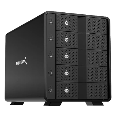 Immagine di SABRENT Docking Station SSD/Hard Disk esterno/HDD 3.5 pollici, USB 3.2 Gen 2, 5 slot per SSD/HDD, con alimentatore e ventola, SSD/HDD SATA, 4 interruttori ON/OFF separati (DS SC5B EU)