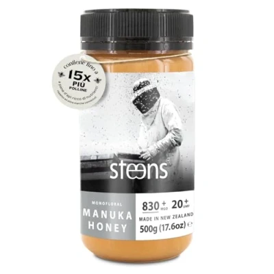 Immagine di Steens Miele di Manuka MGO 830+ Puro grezzo 100% certificato UMF 20+ Invasettato e sigillato in Nuova Zelanda Honey 500 g