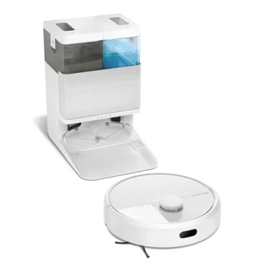 Immagine di iRobot Roomba Plus 405 Combo + Stazione AutoWash, Robot Aspirapolvere Lavapavimenti, LiDAR, Rilevamento Tappeti, Previsione Pulizia Pavimento, DualClean, SmartScrub, Controllo Vocale e App, Bianco