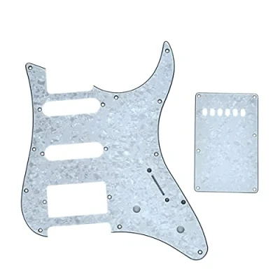 Immagine di Dopro Battipenna e piastra protettiva posteriore per tremolo Trem, chitarra HSS, compatibile con Yamaha Pacifica, bianco perlato