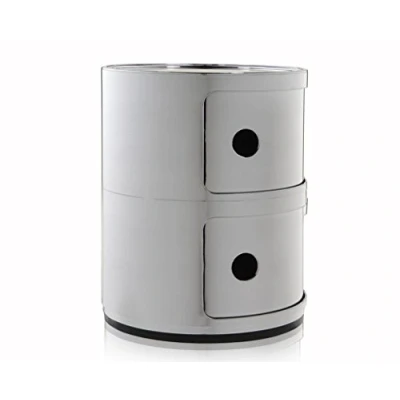 Immagine di Kartell Componibili Contenitore 2 Elementi, Base Tonda, ABS, Cromato, 32 x 40 cm