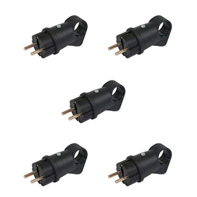 Immagine di Presa Schuko IP44 completamente in gomma, con tappi di copertura, impermeabile, per ambiente esterno, 5 pezzi