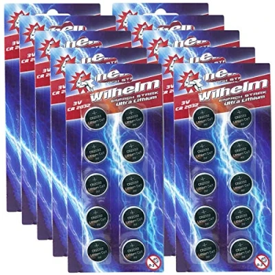 Immagine di 100 batterie a bottone al litio CR2032 Wilhelm CR 2032