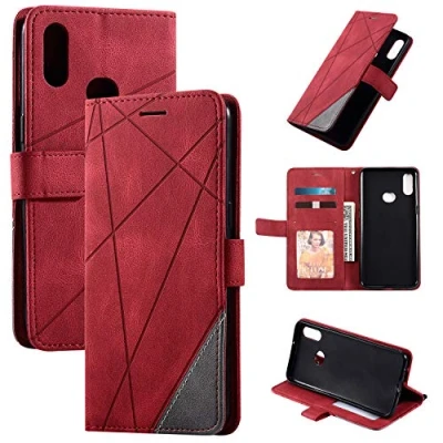Immagine di QiongniAN Custodia per Samsung Galaxy A20S,Custodia in Pelle SM A207F/DS A20S / A207M/DS A2070 A207F A207M Cover Case Red
