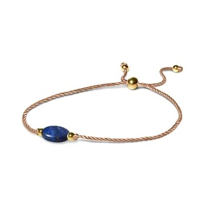 Immagine di PURAJA Braccialetto di pietre preziose da donna a cordoncino Con perline in acciaio inossidabile placcate oro 18 carati Fatto mano portafortuna (Lapislazuli)
