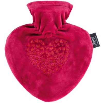Immagine di fashy Bottiglia calda a forma di cuore con rivestimento e ricamo, rosa, 0,7 l