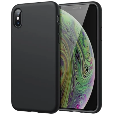 Immagine di JETech Cover in Silicone Compatibile con iPhone XS Max 6,5 Pollici, Custodia Protettiva Tutto Il Corpo Tocco Morbido setoso, Antiurto Fodera Microfibra, Nero