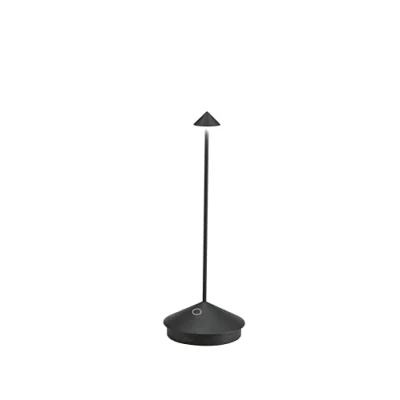 Immagine di Zafferano, Pina, Lampada da Tavolo Ricaricabile e Senza Fili con Controllo Touch, Utilizzabile anche come Esterni, Dimmer, 2200 3000 K, Altezza 29 cm, Colore Nero