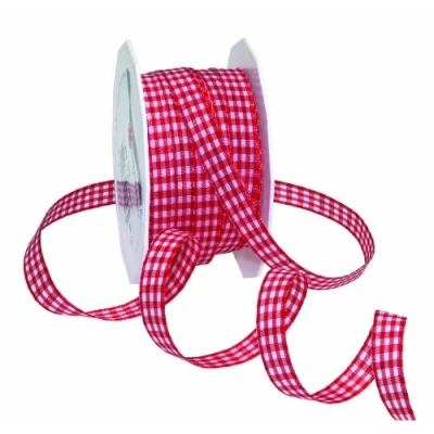 Immagine di Präsent Vichy Taffettà a quadri, 10 mm, 20 m, colore: rosso/bianco