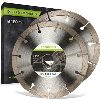 Immagine di 2x Disco diamantato 150 mm per pietra, cemento, granito e molto altro. Dischi diamantati con altezza segmento 10mm qualità del marchio rendech®