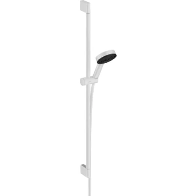Immagine di hansgrohe Pulsify Select S Set doccia 105 3 tipi di getto Relax EcoSmart con asta 90 cm, bianco opaco, 24171700