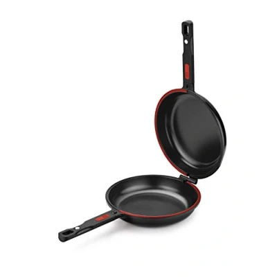 Immagine di BRA Dupla Premiere, Padella doppia per frittata, in alluminio pressofuso con antiaderente, adatta a tutti i tipi di fornelli, incluso induzione 26 cm [Esclusiva Amazon]