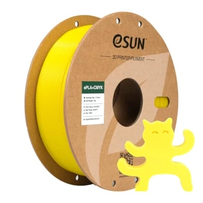 Immagine di eSUN PLA+ filamento 1,75 mm, ePLA+CMYK Lithophane 3D stampante PLA Plus, precisione dimensionale +/ 0,03 1KG bobina (2,2 LBS) ad alta velocità per stampanti FDM 3D,Giallo