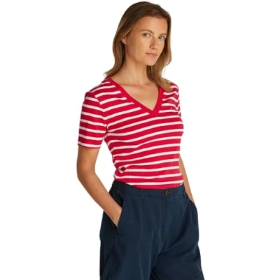 Immagine di Tommy Hilfiger NEW SLIM CODY Tshirt basic Primary red/ecru, Donna, Taglia: 3XL, red/ecru