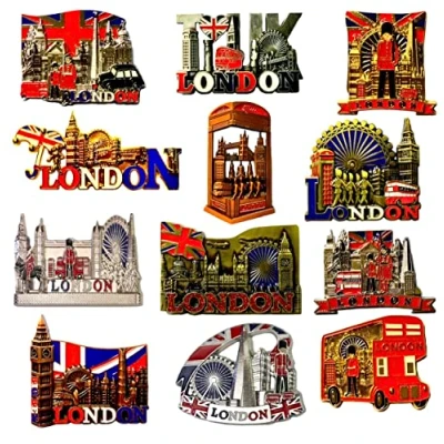 Immagine di 12 Calamite Frigorifero in Metallo Souvenir di Londra Union Jack Inghilterra Magnet