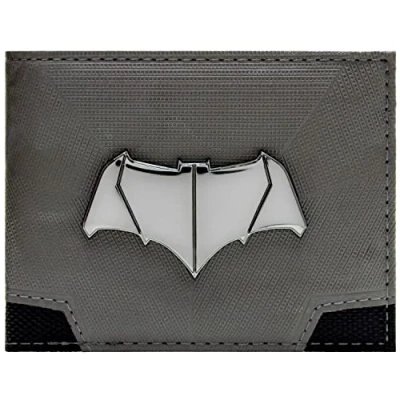 Immagine di The Dark Knight Batman Dawn of Justice Batsuit Emblema Metallico Portafoglio/Portamonete/Borsa Pieghevole Porta ID &amp; Tessere, Argento