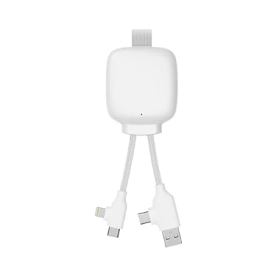 Immagine di Cavo Multi Connettori USB 4 In 1 Caricatore Universale E Batteria Esterna 3000 mAh Plastica Riciclata Xoopar Gamma Lite Bianca