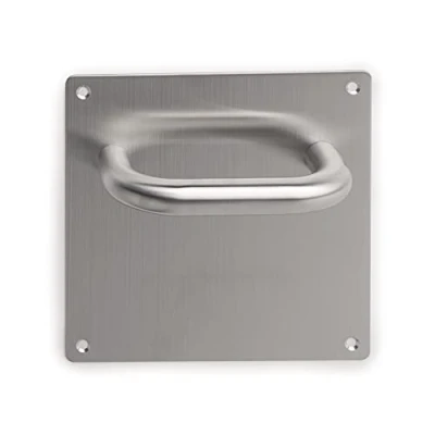 Immagine di Emuca Set maniglia a U con piastra 17x17cm per porte interne, acciaio inossidabile, nichel satinato
