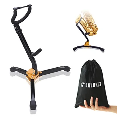 Immagine di LOLUNUT Supporto per sassofono pieghevole sax alto/tenore, design regolabile a triangolo in metallo