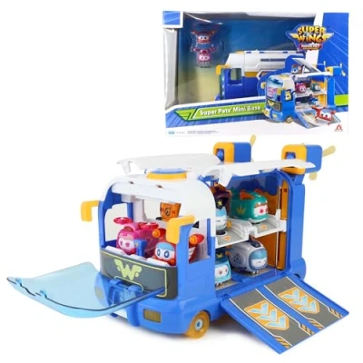 Immagine di Super Wings 2 in 1 Pets Mini Base con Pet Jett &amp; Dizzy, Aereo Giocattolo per Bambini 3 4 5 6 7 8 Anni Ragazzo Ragazza