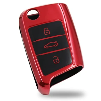 Immagine di Cover per chiave auto a 3 pulsanti in TPU cromato lucido VD (cromo rosso)