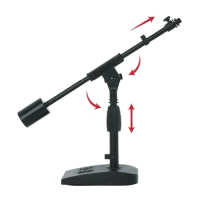 Immagine di Gator Frameworks Supporto per microfono a base ponderata, con braccio telescopico e contatore da 1,1 kg, ideale desktop, registrazione streaming (GFW MIC 0822)