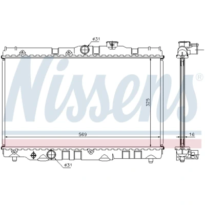 Immagine di NISSENS 64741 Radiatore motore Alluminio 325 569 16 Alette di raffreddamento saldate