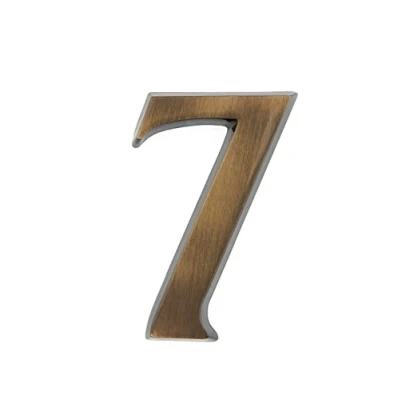 Immagine di HUBER numero civico 7 in ottone 10 cm I numeri civici per casa e porta 3D targhette con nobile antico design