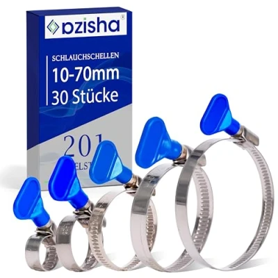 Immagine di AZISHA Fascette Metalliche Stringitubo 10 70mm 30 Pezzi Inox Regolabile Fascetta Per Tubi Piscina,Giardino,Gas,Lavatrice,Auto E Acqua