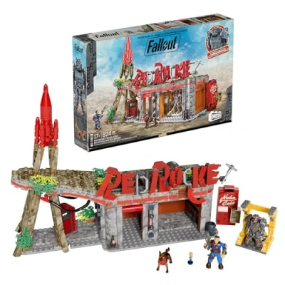 Immagine di MEGA Fallout Stazione di Servizio Red Rocket, Set da Costruire con 824 mattoncini, 2 Personaggi snodati tra Cui l&#039;Unico Sopravvissuto e Accessori Inclusi, per Collezionisti, 17+ Anni, HXT00