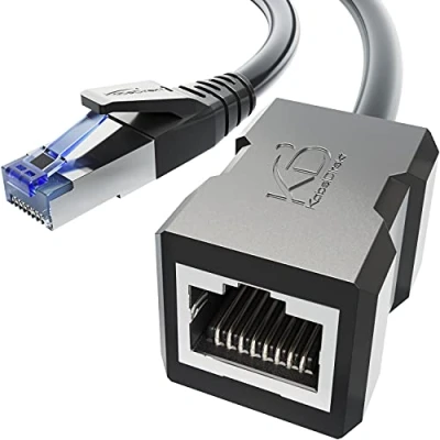 Immagine di KabelDirekt Cavo di prolunga LAN ed Ethernet, costruita per resistere agli Urti 3 m (10 Gbit/s, Cat 7 da Maschio a Femmina, RJ45, Estensione dei Cavi Rete alla Massima velocità, Nero)