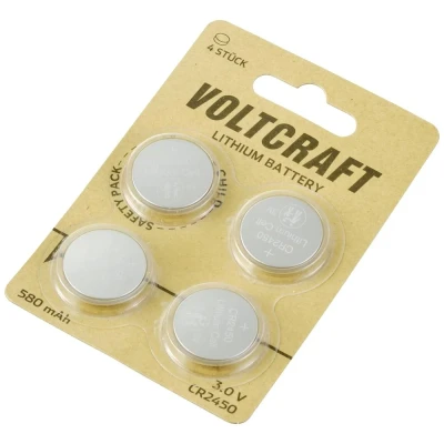 Immagine di VOLTCRAFT Batteria a bottone CR 2450 3 V 4 pz. 580 mAh Litio CR2450