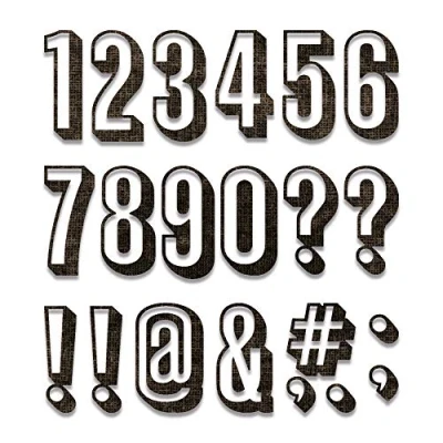 Immagine di Sizzix Die 21PK Alphanumeric Shadow Numbers Fustelle Thinlits 21 pz 664808 Set Alfanumerico in Rilievo by Tim Holtz, Taglia unica