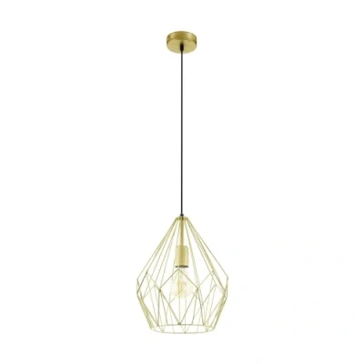 Immagine di EGLO lampada a sospensione Carlton, uno punto luce vintage, retrò in acciaio, oro, attacco E27