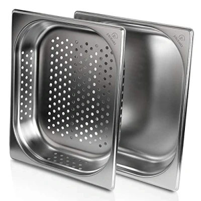 Immagine di jokobela GN Set contenitore: 1/2 65 mm, 1 forato, adatto per vaporizzatore Gaggenau/Miele/Siemens/AEG/Elektrolux (resistente alle temperature, acciaio inossidabile, lavabile in